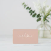 Carte De Visite Code QR élégant rond moderne rose blush (Debout devant)
