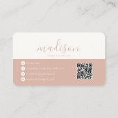 Carte De Visite Code QR élégant rond moderne rose blush (Dos)