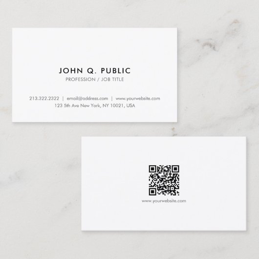 Carte De Visite Code QR élégant simple moderne tendance et profess (Devant / Derrière)