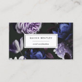 Carte De Visite Code QR élégant violet foncé floral (Devant)
