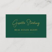 Carte De Visite Code QR Emerald Green & Gold Real Estate Agent (Devant)