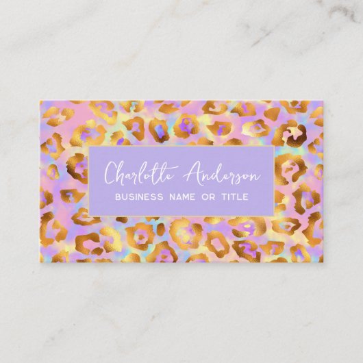 Carte De Visite Code QR Empreinte de léopard moderne Pastel modern (Devant)