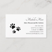 Carte De Visite Code QR Empreintes de pattes Black White Pet Sitte (Devant)
