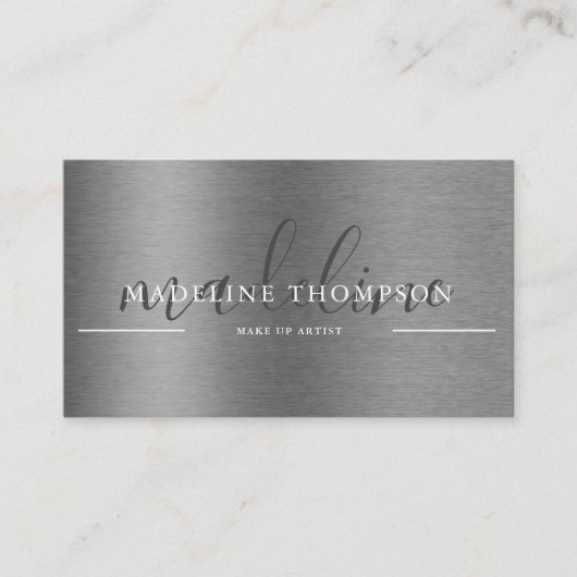 Carte De Visite Code Qr en argent brossé métallique (Devant)