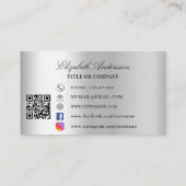 Carte De Visite Code QR en argent papillon (Dos)