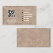 Carte De Visite Code QR en cuir beige (Devant / Derrière)