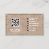 Carte De Visite Code QR en cuir beige (Devant)