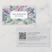 Carte De Visite Code QR en floraison vive | Nomination (Devant / Derrière)