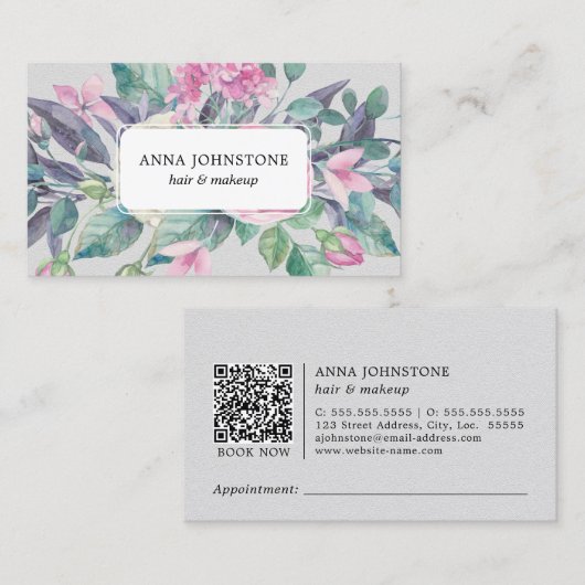 Carte De Visite Code QR en floraison vive | Nomination (Devant / Derrière)