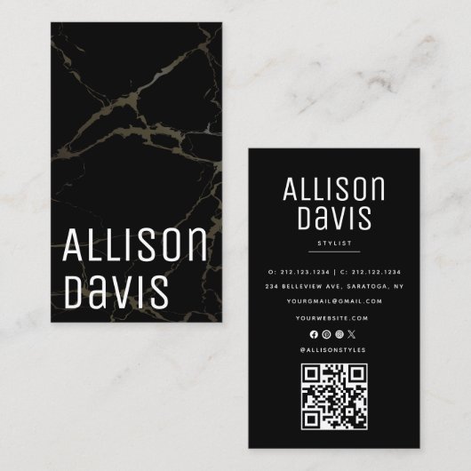 Carte De Visite Code QR en marbre (Devant / Derrière)