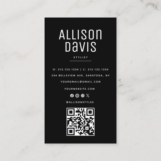 Carte De Visite Code QR en marbre (Dos)