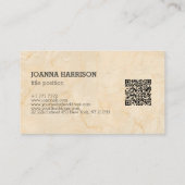 Carte De Visite Code QR en marbre beige (Dos)