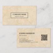 Carte De Visite Code QR en marbre beige (Devant / Derrière)