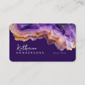Carte De Visite Code QR en marbre violet agate moderne et paillett (Devant)
