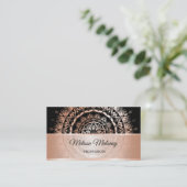 Carte De Visite Code QR en or noir Mandala rose (Debout devant)