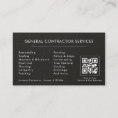 Carte de visite Code QR en Pierre Noir Argenté Con (Dos)