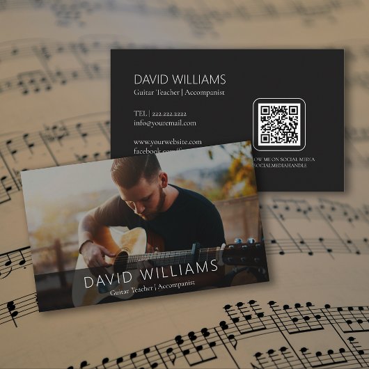 Carte De Visite Code QR Enseignant de Musique Chanteur Compositeur