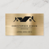 Carte De Visite Code QR Entreprise de Toiture Noir Métal Doré (Devant)