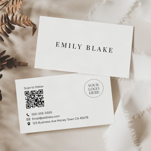 Carte De Visite Code QR Entreprise Minimal Classique Scannable