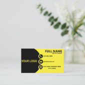 Carte De Visite Code QR Entreprise Moderne Jaune et Noir (Debout devant)