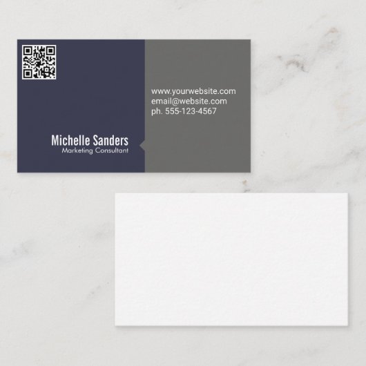 Carte De Visite Code QR | Entreprise simple (Devant / Derrière)