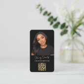 Carte De Visite Code QR Esthéticienne Or Luxe Beauté Noir (Debout devant)