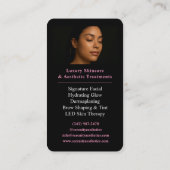 Carte De Visite Code QR Esthéticienne Rose Luxe Beauté Noire (Dos)