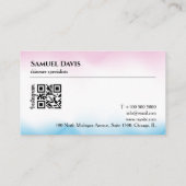 Carte De Visite Code Qr Esthétique Holographique Rose Iridescente (Dos)