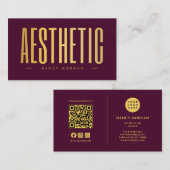 Carte De Visite Code QR esthétique & Logo Bordeaux Et Or (Devant / Derrière)