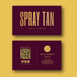 Carte De Visite Code QR et logo de bronzage par pulvérisation Bord