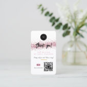Carte De Visite Code QR et Logo Merci Rose Parties scintillant or (Debout devant)
