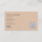 Carte De Visite Code QR et médias sociaux Elegant Script (Dos)