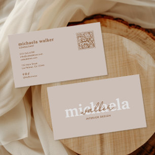 Carte De Visite Code QR et médias sociaux en écriture élégante