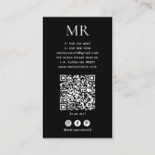 Carte De Visite Code QR et monogramme scintillants métallisés colo (Dos)