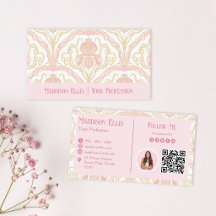 Code QR et photo floraux Art nouveau rose poudré