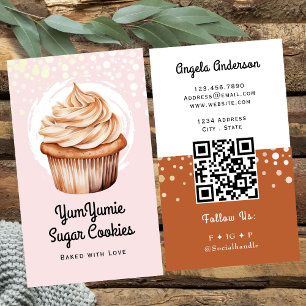 Carte De Visite Code QR et site Web Cupcake tendance