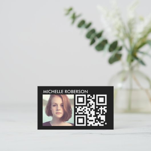 Carte De Visite Code Qr et tête (Debout devant)