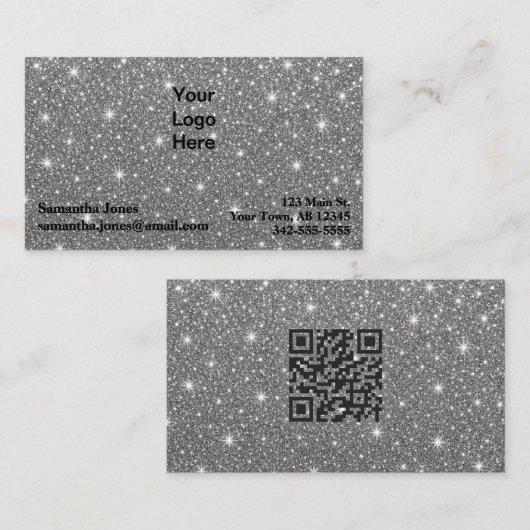 Carte De Visite Code QR étincelant diamant budgétaire (Devant / Derrière)
