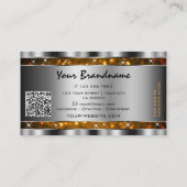Carte De Visite Code QR Étoiles Paillettes Doré Orange Argent (Dos)
