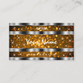 Carte De Visite Code QR Étoiles Paillettes Doré Orange Argent (Devant)