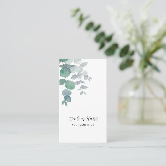 Carte De Visite Code QR Eucalyptus Greenery (Debout devant)