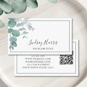 Carte De Visite Code QR Eucalyptus Greenery