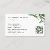 Carte De Visite Code QR Eucalyptus or vert rustique (Dos)