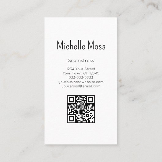 Carte De Visite Code QR Fashion Seamstress Buttons Classique Noir (Dos)