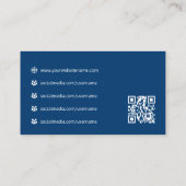 Carte De Visite Code QR Fax Logo d'entreprise Navy Professionnel (Dos)