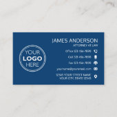 Carte De Visite Code QR Fax Logo d'entreprise Navy Professionnel (Devant)