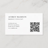 Carte De Visite Code QR Féminin Calligraphie Luxeuse Blanc (Dos)