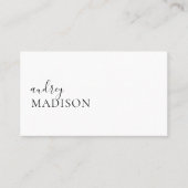 Carte De Visite Code QR Féminin Calligraphie Luxeuse Blanc (Devant)