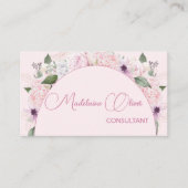 Carte De Visite Code QR féminin moderne rose floral (Devant)