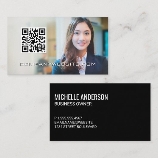 Carte De Visite Code QR | Femme d'affaires (Devant / Derrière)